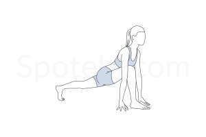 High lunge pose (Alanasana) instructions, illustration and mindfulness practice. Learn about preparatory, complementary and follow-up poses, and discover all health benefits. https://spotebi.com/exercise-guide/high-lunge-pose/