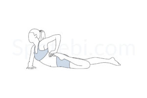 Half frog pose (Ardha Bhekasana) instructions, illustration, and mindfulness practice. Learn about preparatory, complementary and follow-up poses, and discover all health benefits. https://spotebi.com/exercise-guide/half-frog-pose/