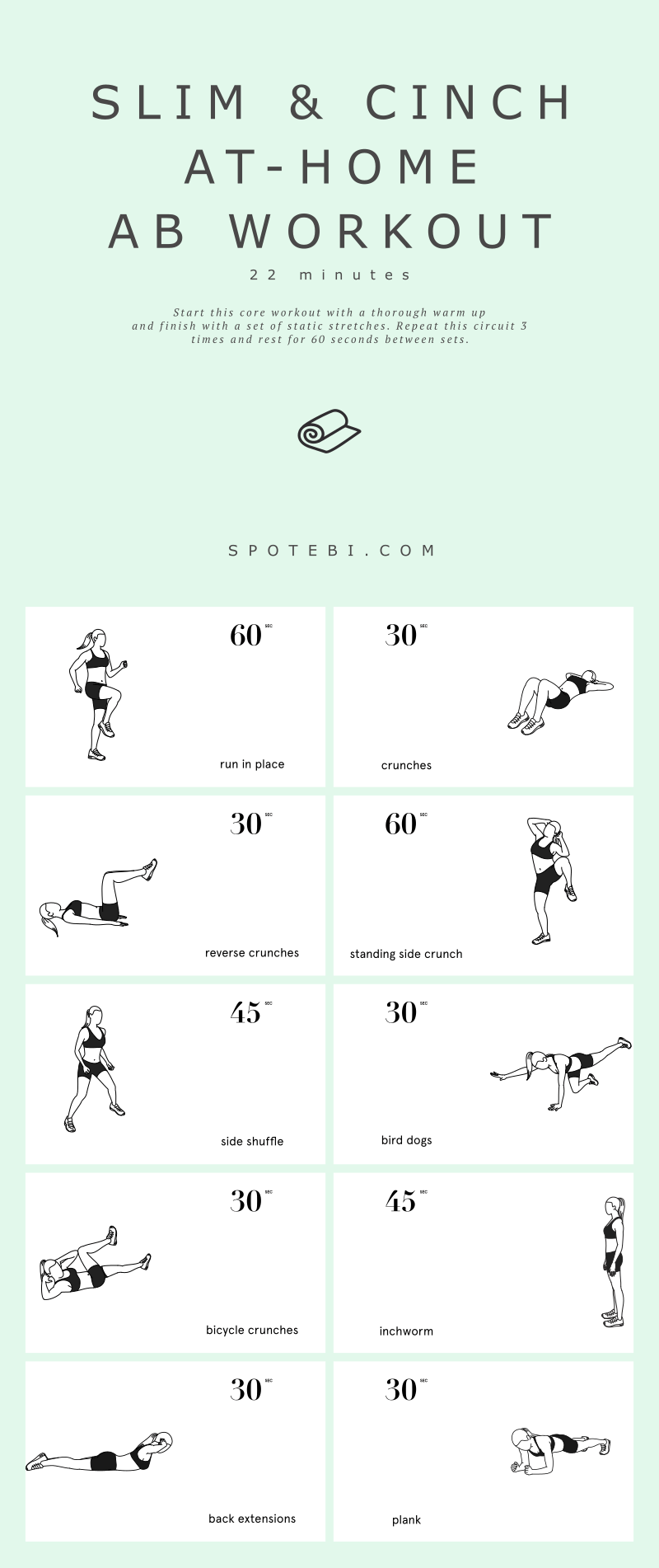Challenge your midsection with this beginner ab workout for women. A complete core and cardio routine designed to trim and sculpt your abs, obliques and lower back. https://spotebi.com/workout-routines/beginner-ab-workout-for-women/